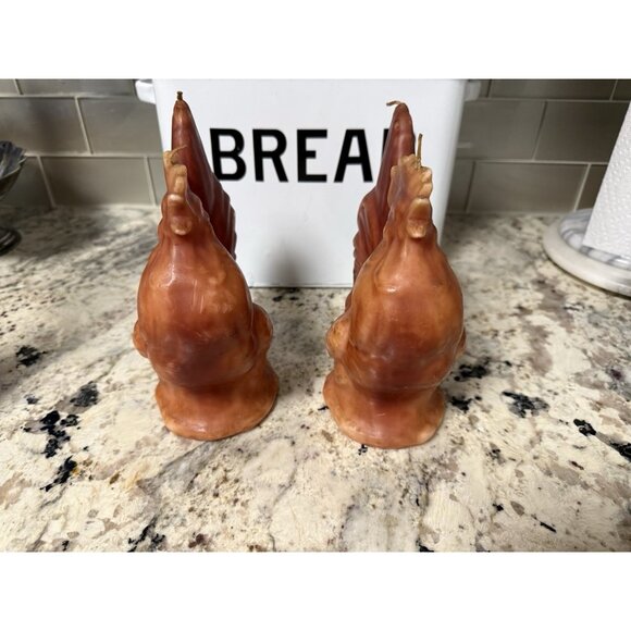 2 VTG Candelier Handcrafted Figural Wax Rooster Candle Table Top Decor Farmhouse - Picture 13 of 16